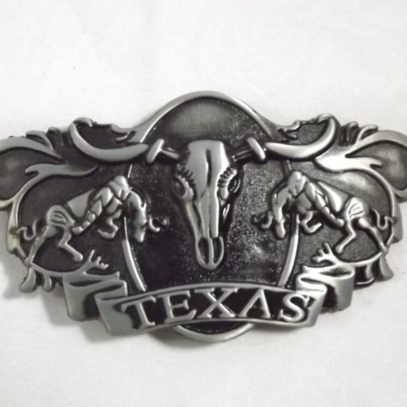 Texas Steer Skeleton Head Novelty Statement Belt Buckle - Picture 1 of 7